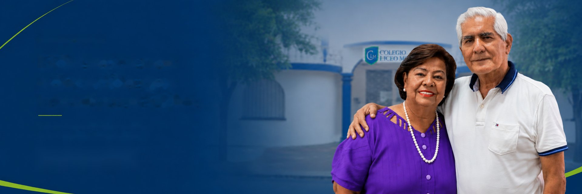 Esperanza Trujillo and Uriel Castiblanco, founders of Colegio Liceo Moderno, in front of the campus